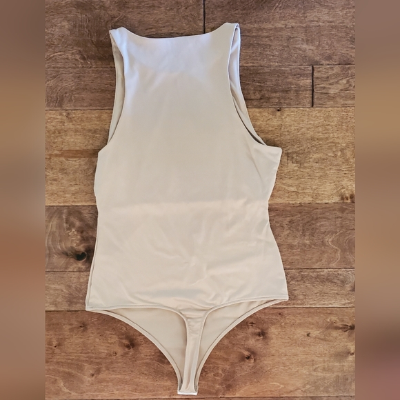 Gianni Bini Layla Sleeveless Racer Knit Coordinating Bodysuit Medium Tan - Picture 6 of 8